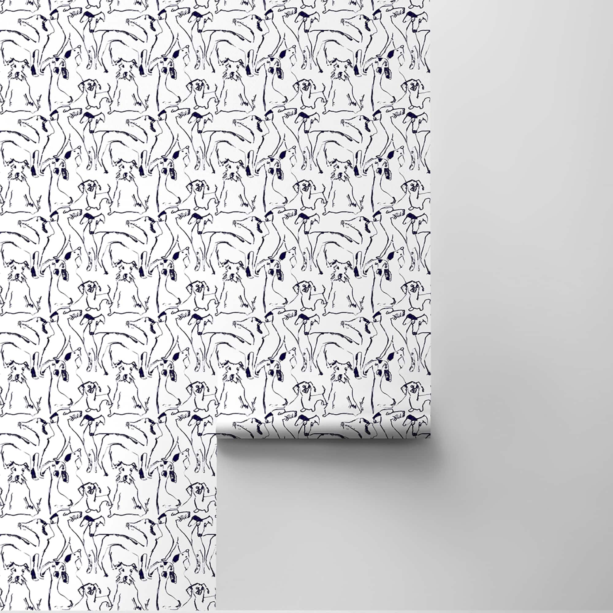 Surface Style Dog Doodle Ink Peel & Stick Wallpaper